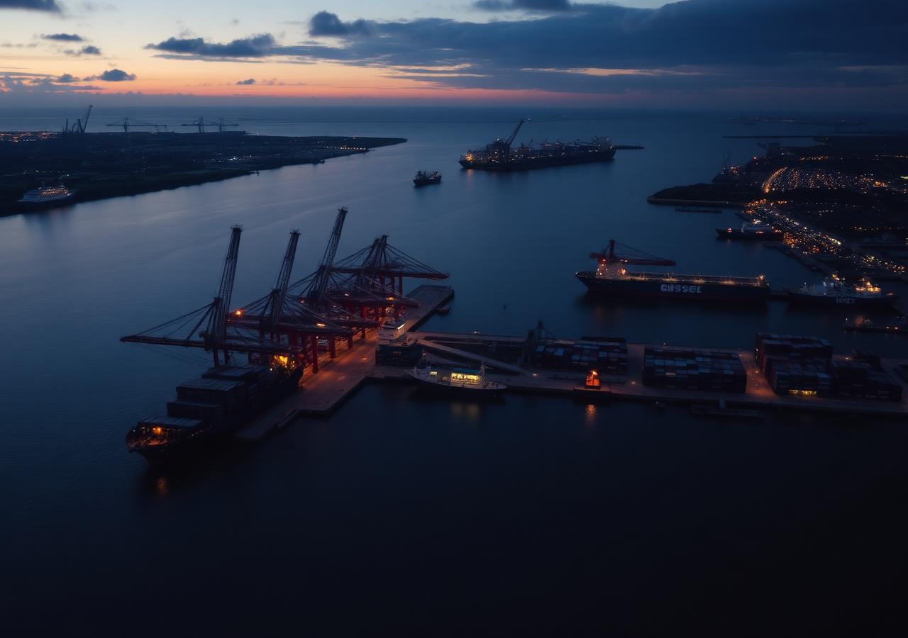 Maritieme haven met containers en scheepvaart